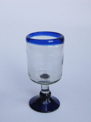 Cobalt Blue Rim Glassware / 'Cobalt Blue Rim' small wine goblets (set of 6) / Wine tasting has never been this colorful. Small wine goblets for the enjoyment of red or white wines, each comes adorned with a cobalt blue rim.